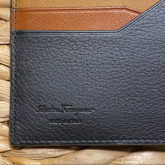 SALVATORE FERRAGAMO Leather Mens Wallet NWT w/oBOX brown tricolour interior - Picture 9 of 14